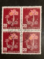 Schweiz 1946 4er-Block PJ 20+10 Rp Berghauswurz 13.1.47 Bern