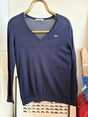 Pull col V Lacoste bleu marine 100% Coton Taille 42