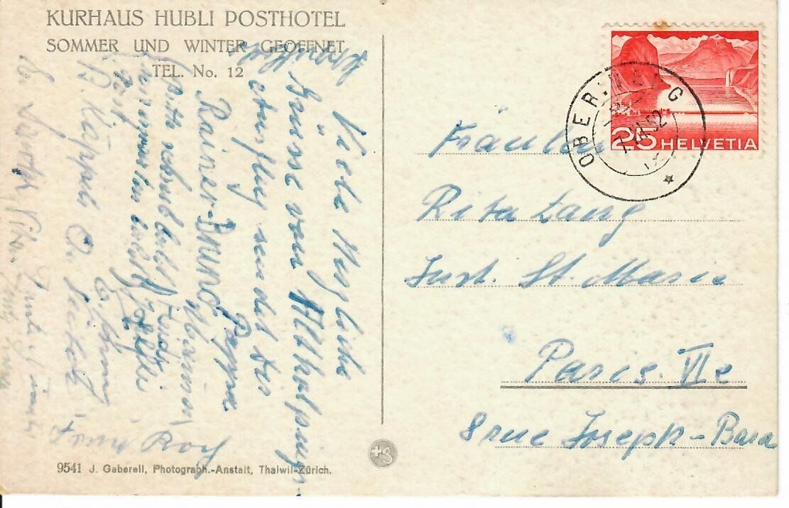 Cartoline postali: Oberiberg  1952 – Usato da Hochdorf venduto da Ziegel-16 1
