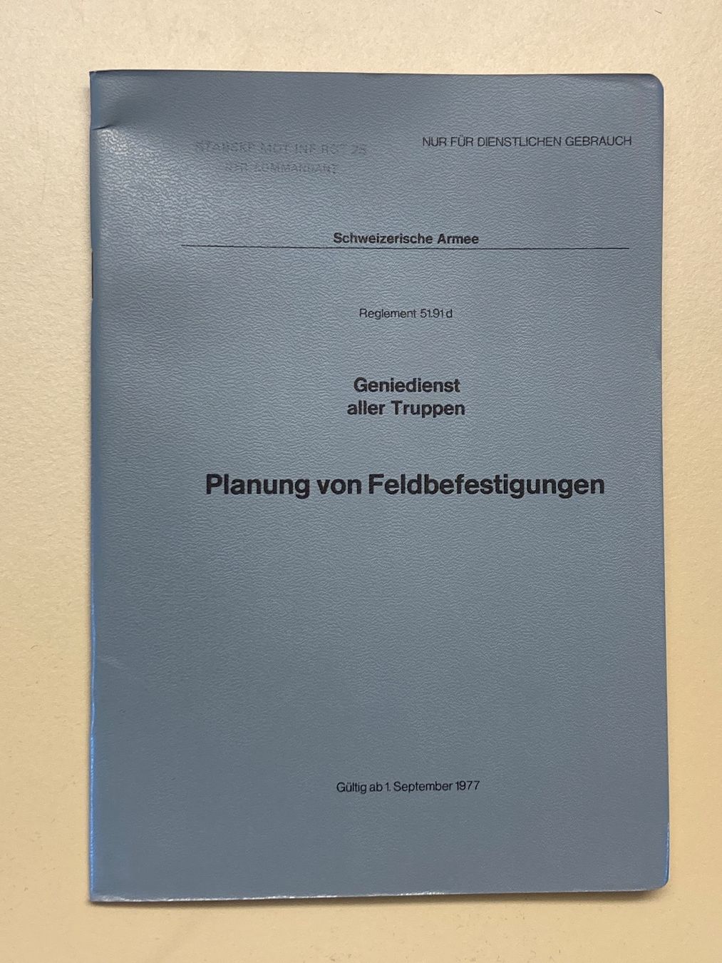 Bücher: Reglement: Planung von Feldbefestigungen - Schweizer Armee – Gebraucht aus Brütten von Hst1