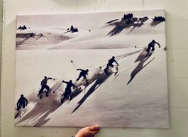 Leinwandbild Retro Skifahrer
