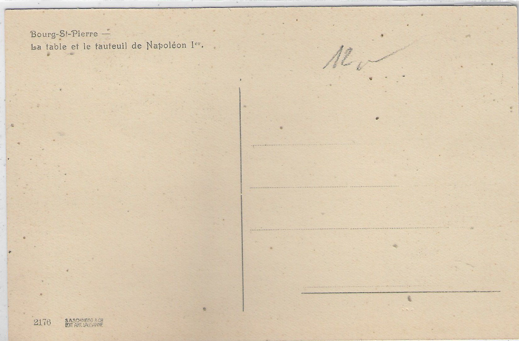 Cartoline postali: Bourg-St-Pierre - La table et fauteuil de Napoleon – Usato da Ettingen venduto da Kartenplanet 1