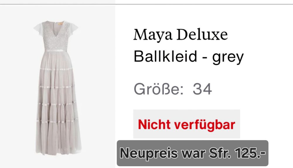 Ballkleid Maya Deluxe Grau Grösse 34 4