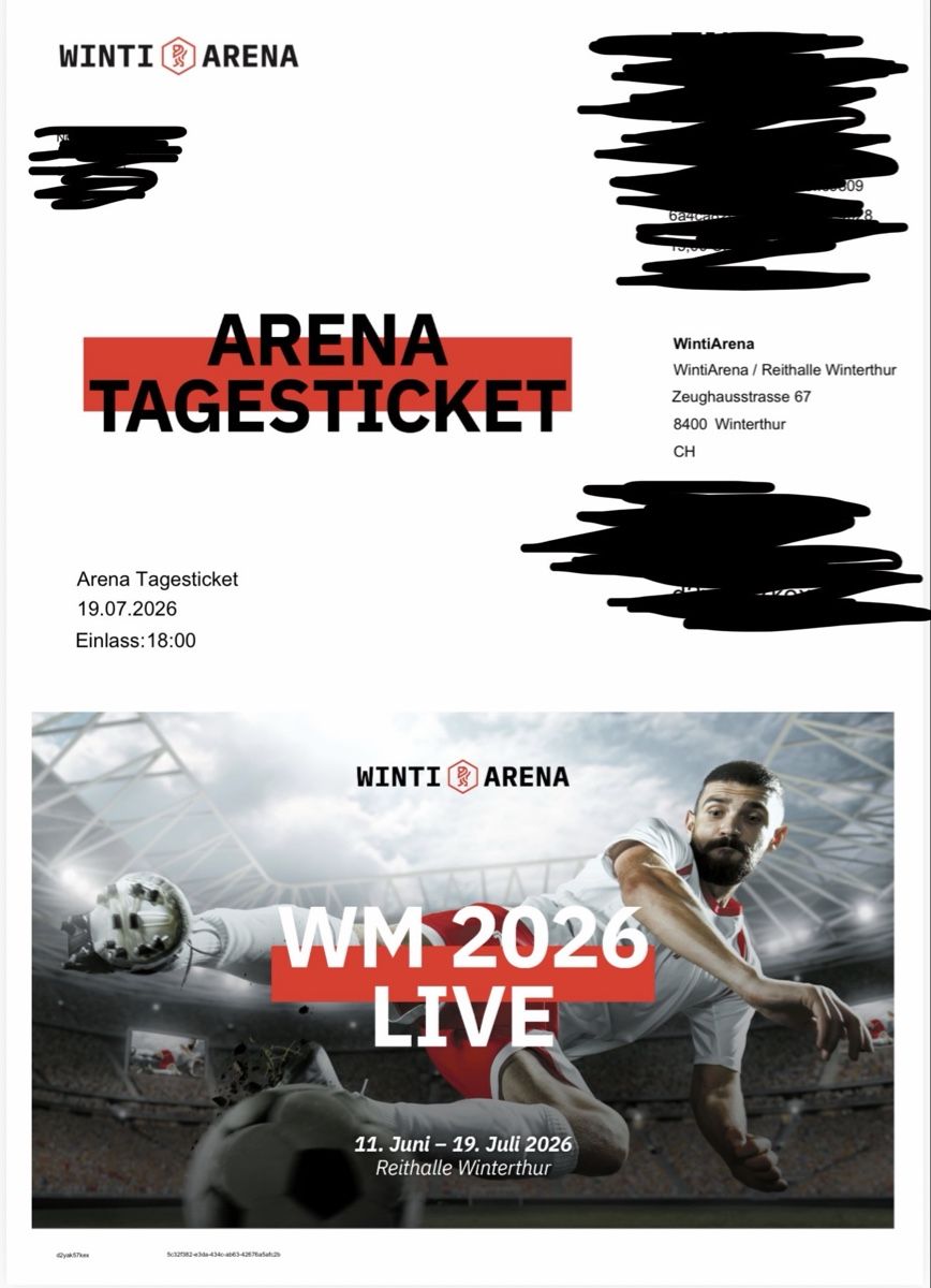 Biglietti: Winti Arena Finale Tagesticket 19.07.2026 – Nuovo e nell'imballaggio originale da Bülach venduto da kik_z9bs
