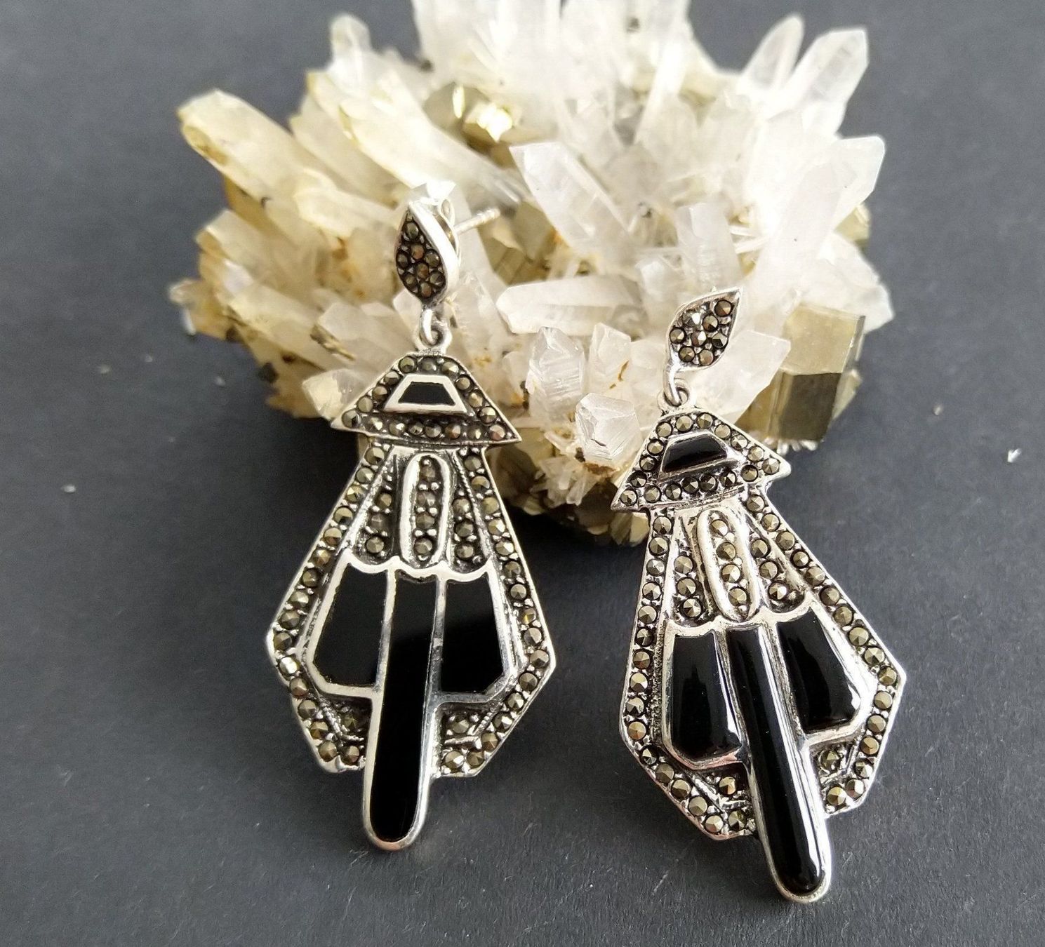 Orecchini pendenti & Orecchini a lobo: XL MARKASITEN OHHRINGE IN 925 SILBER – Usato da Romanshorn venduto da BoutiqueA
