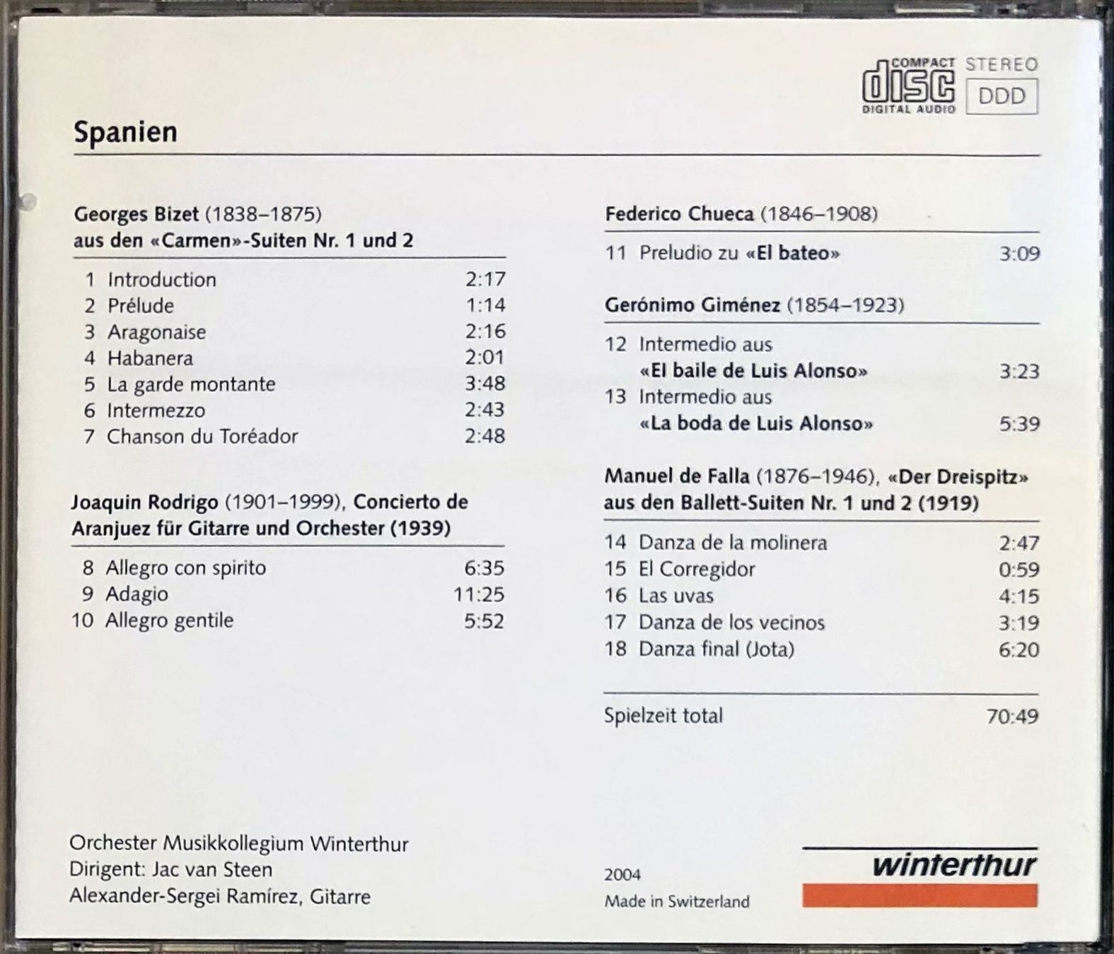 CDs: Orch. Musikkollegium Winterthur –Spanien – Gebraucht aus Martigny von jereq 1