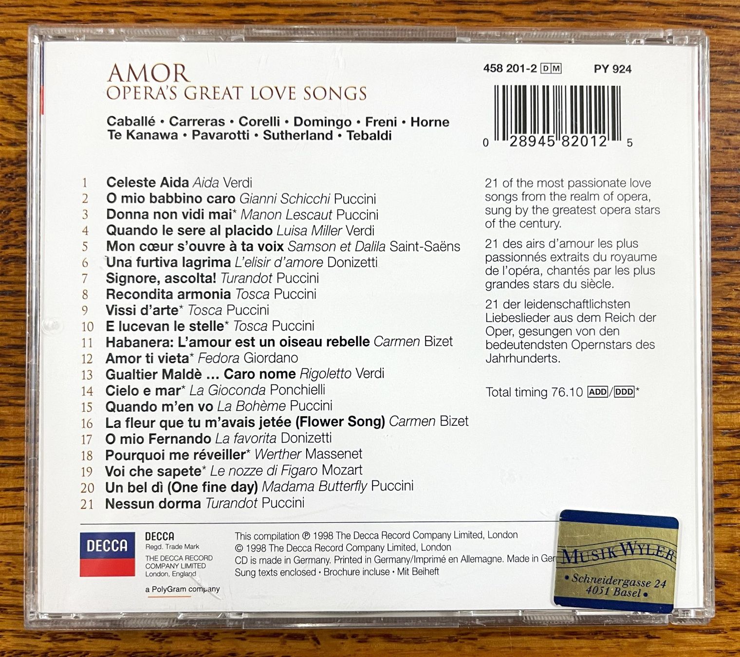 CD: Amor: Opera's Great Love Songs - CD – Usato da Oftringen venduto da Vucki 1