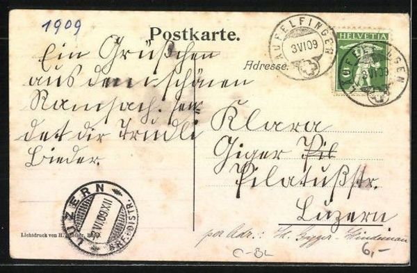 Cartoline postali: Ramsach, Soolbad u. Kurort gelaufen 1909 – Usato da Frauenfeld venduto da POML 1