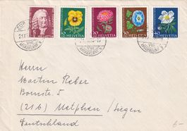 Pro Juventute Satzbrief 1958 von Zürich nach Deutschland.