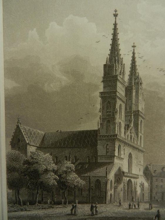 Gravures: Der Dom zu Basel Stahlstich – D'occasion à Risch par Antikfee 1