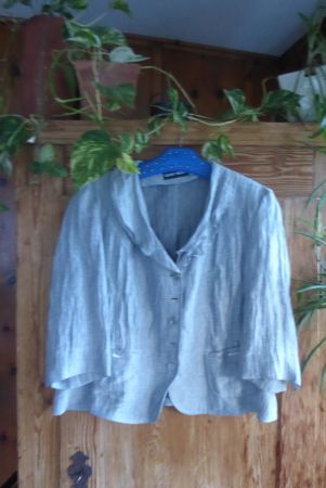 Silberfarbene Festliche Jacke Gr 46 GERRY WEBER 89% Leinen