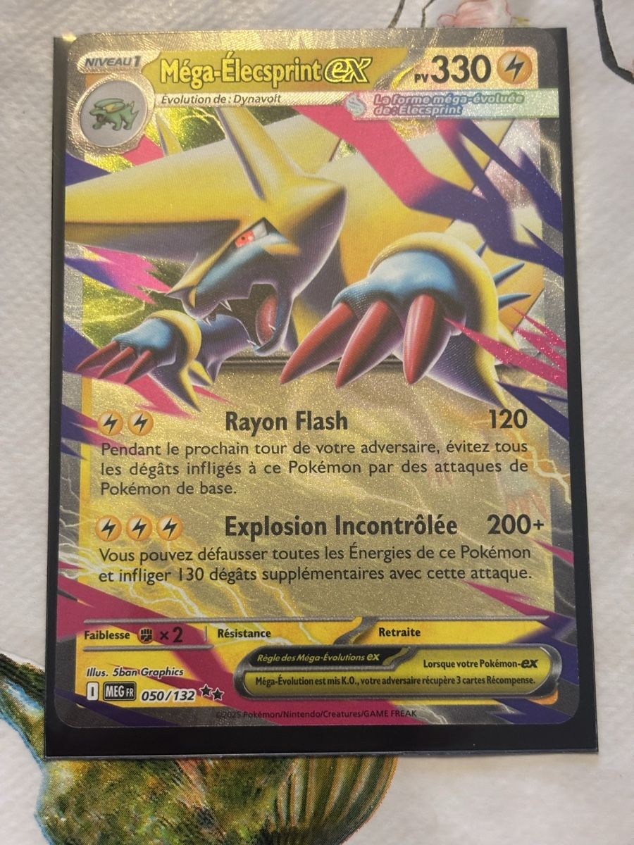 Coffret 10 Cartes Pokémon Françaises - Méga-Élecsprint Ex 050/132 - Myboost X Méga-Évolution 1 - 8