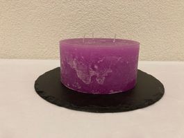 Kerze 3-Docht, pink Raureif, ca. 7,5 x 15 cm