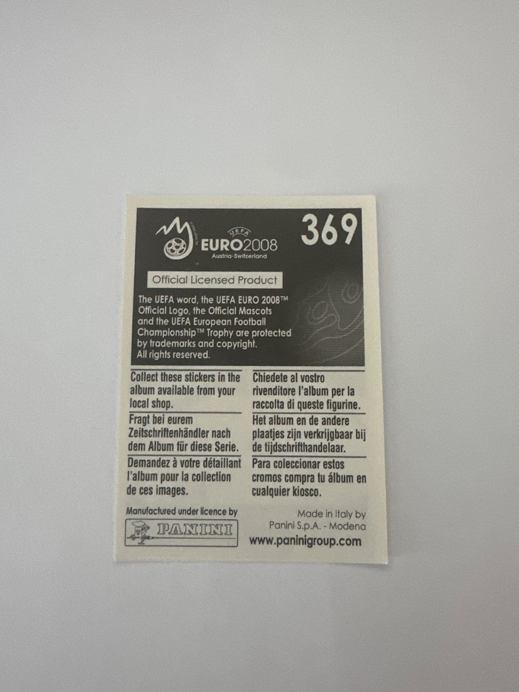 Panini Cartes à collectionner: Panini UEFA EM 2008 Sticker - Nr. 369 – D'occasion à Sulz AG par DealWerk 1
