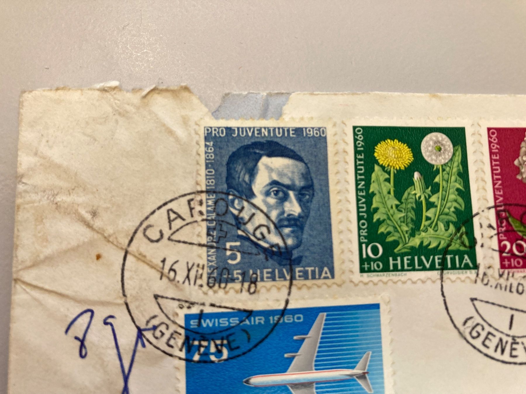 Tutti i francobolli: Luftpostbrief mit Pro Juventute Marken 1960 – Usato da Solothurn venduto da ehe_8spw 2