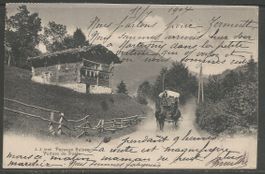 Carte P de 1904 ( Paysage Suisse / Voiture de Poste )