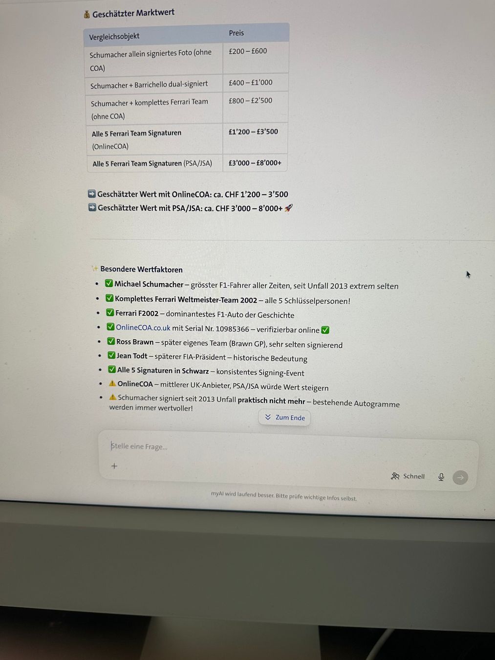 Autogramme: Originalautgramme Schumacher+Ferrari mit COA – Gebraucht aus rafz von Ttt0071 3