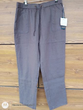 Pantalon en lin taupe L Rachel by Rachel Roy