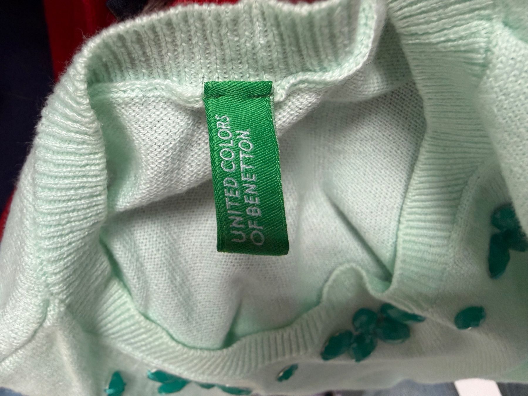 Benetton T-shirt: Mintgrüner Benetton Kurzarm-Pullover XS – Usato da Altendorf venduto da Jeshy15 4