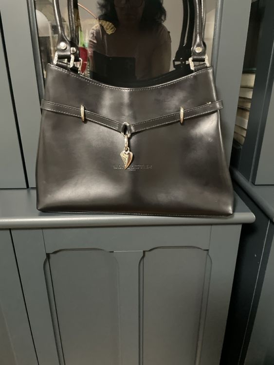 Deux Miroirs De Poche En Cuir Etienne Aigner - Noir Et Marron, élégants - Occasion