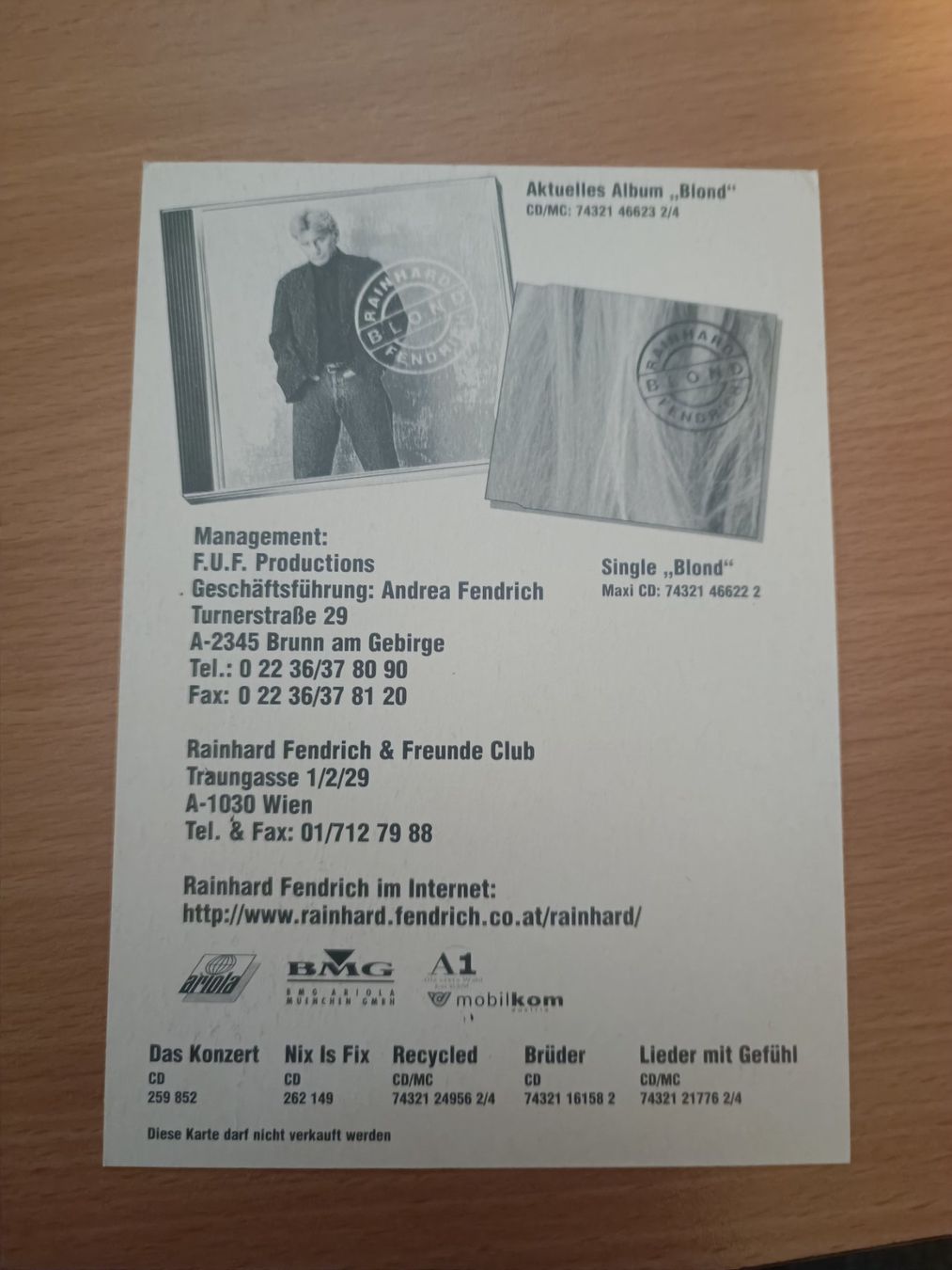Autographes: Rainhard Fendrich - handsigniert – D'occasion à Menziken par Artographs 1