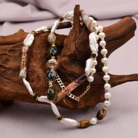 99cm Braun Achat Perlenkette Edelstein Collier Sautoir Perle
