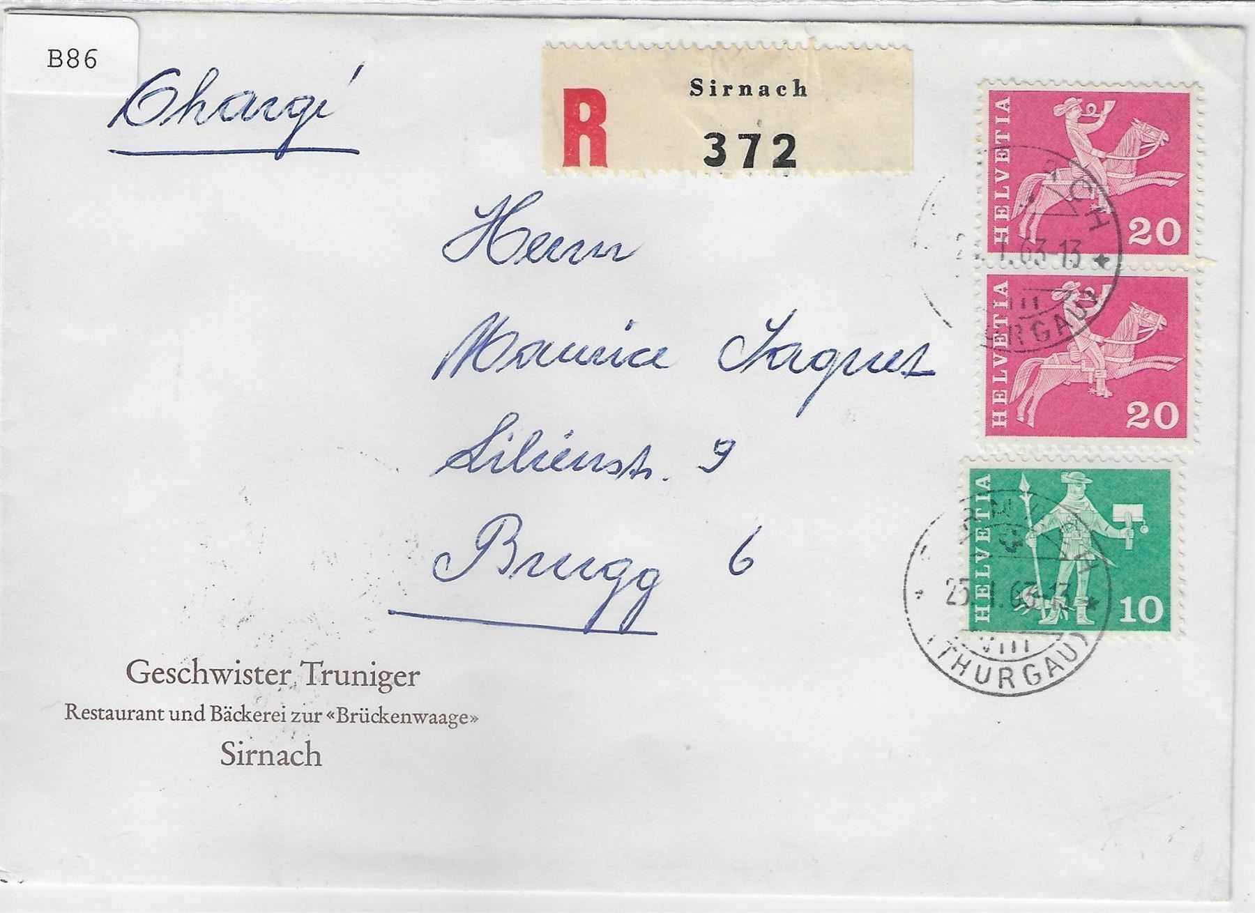 Tutti i francobolli: 1963 Einschreiben Nr. 356 & 358 Sirnach – Antico da Ettingen venduto da Kartenplanet