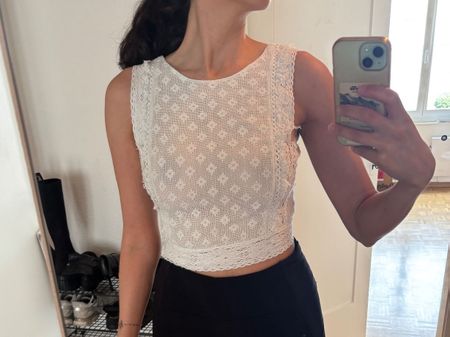 Damen Top weiss Spitze von Zara
