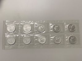 10x Canada Maple 2008 10 Unze Silber