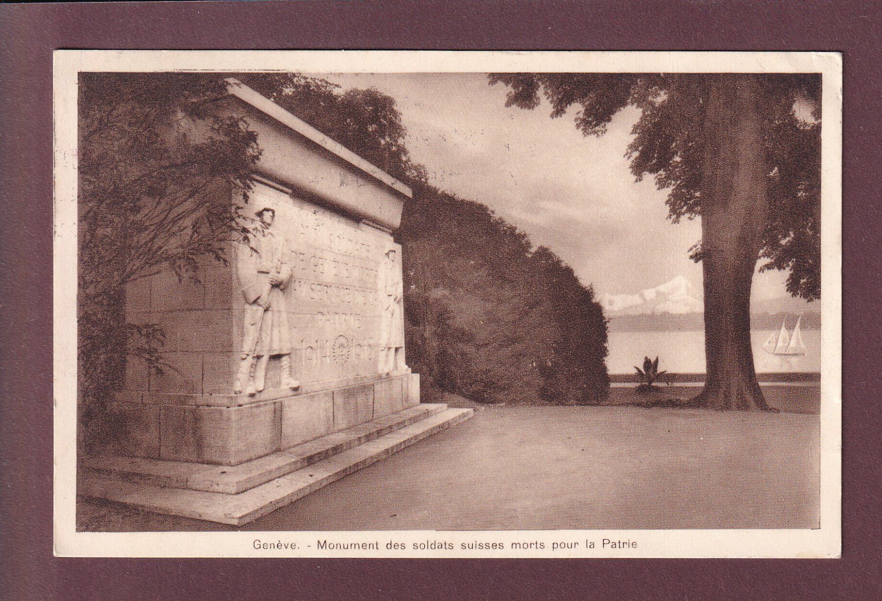 Cartoline postali: GENEVE - Monument soldats suisses - 1925 – Usato da Pully venduto da nicecards