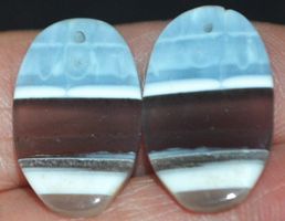 Anhänger Set gelocht L-8625– 1 Paar Blauer Opal je 22x13,5mm