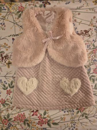 Mädchen Baby Kleid mit Weste Gr 68 Pastellrosa / Weiß