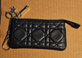 Porte monnaie Christian Dior cuir noir matelassé