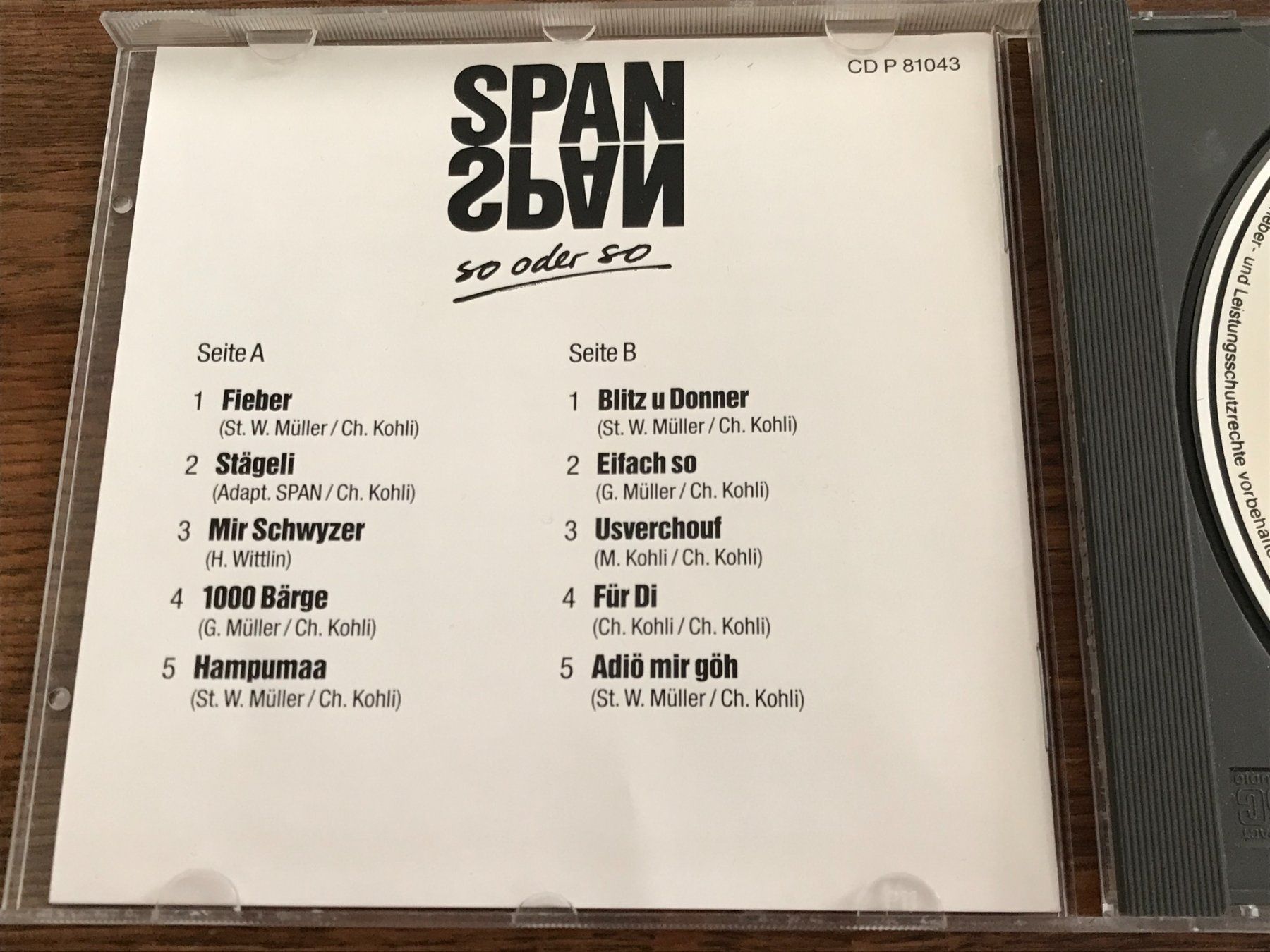 CDs: SPAN - So oder So – D'occasion à Buchs AG par Archie 1