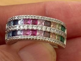 Luxus Elegante 17/7 Ring Zirkonia Multicolore Farbe: silber