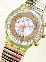 Swatch Chrono Uhr Gold-Gelb, Rarität, Top Zustand!