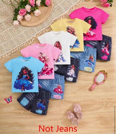 10-teiligesTrendiges Kurzarm-Outfit-Mädchen-Set-bequem-86-92