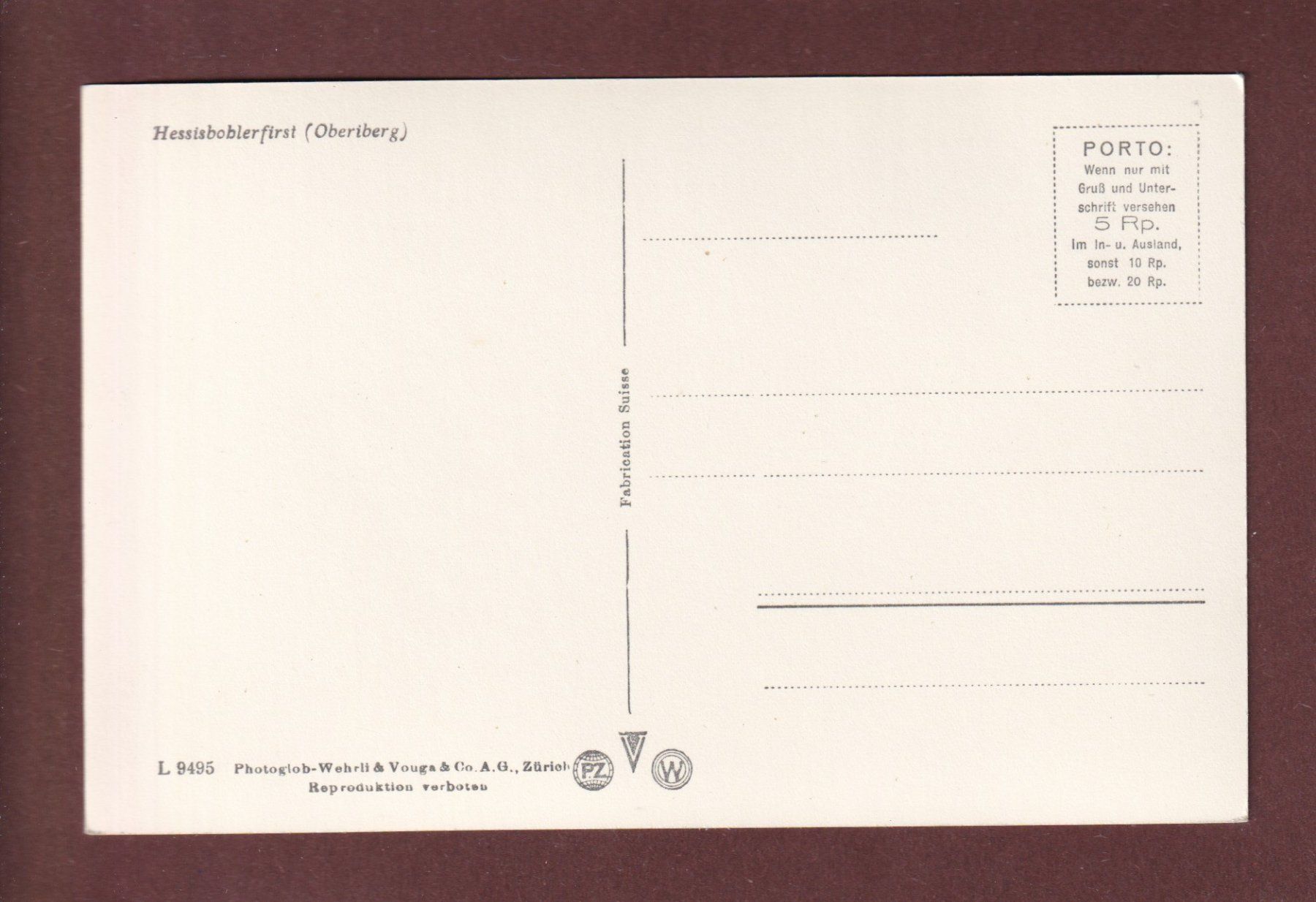 Cartes postales: HESSISBOBLERFIRST (Oberiberg) – D'occasion à Pully par nicecards-shop 1
