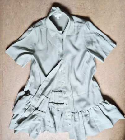 COS TUNIKA KLEID 38 M MINT PERTOL RÜSCHEN BLUSE TOP ZU JEANS