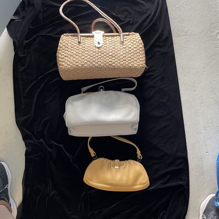 1950s Vintage Bags combination lot mustard grey and bast 