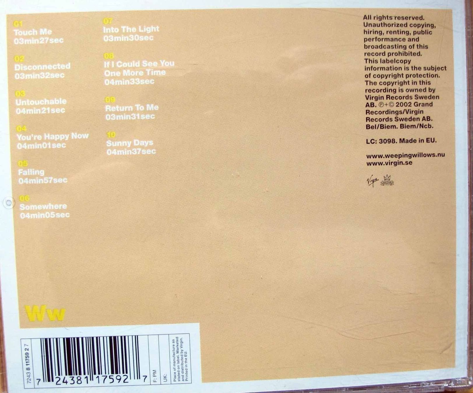 CDs: Weeping Willows – Into The Light CD (Versandkostenfrei) – Gebraucht aus Schaffhausen von vinylandmore 1
