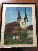 Ölgemälde signiert, Landschaft Kirche