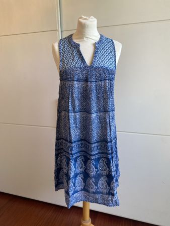 Sommerliches Kleid , Grösse 34, Blau/Weiss