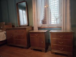 Vintage Schlafzimmer Set, 3-teilig aus Holz