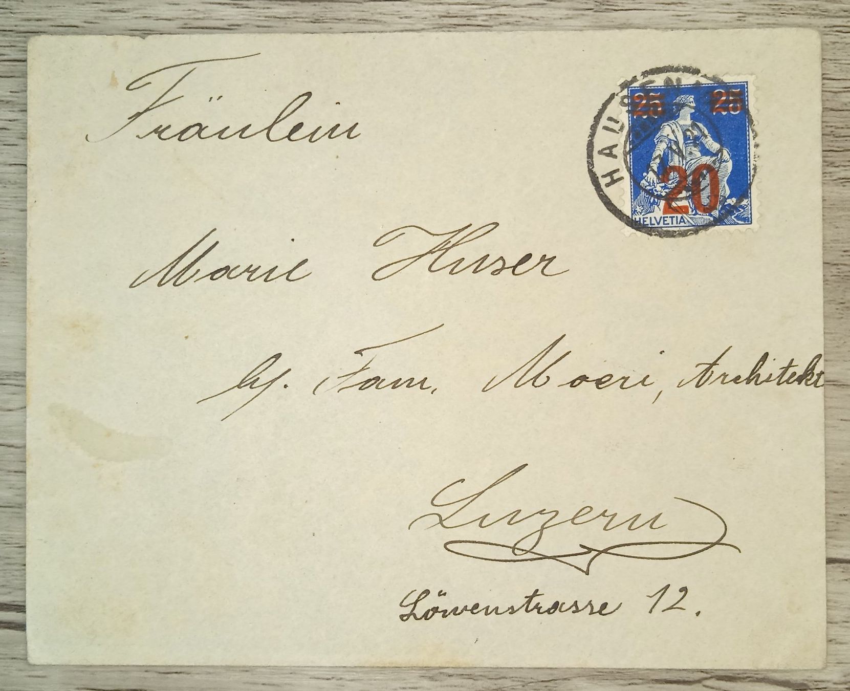 Tutti i francobolli: TR59 Enveloppe + Timbre Suisse 1921 – Usato da Cousset venduto da Patrick_Collections