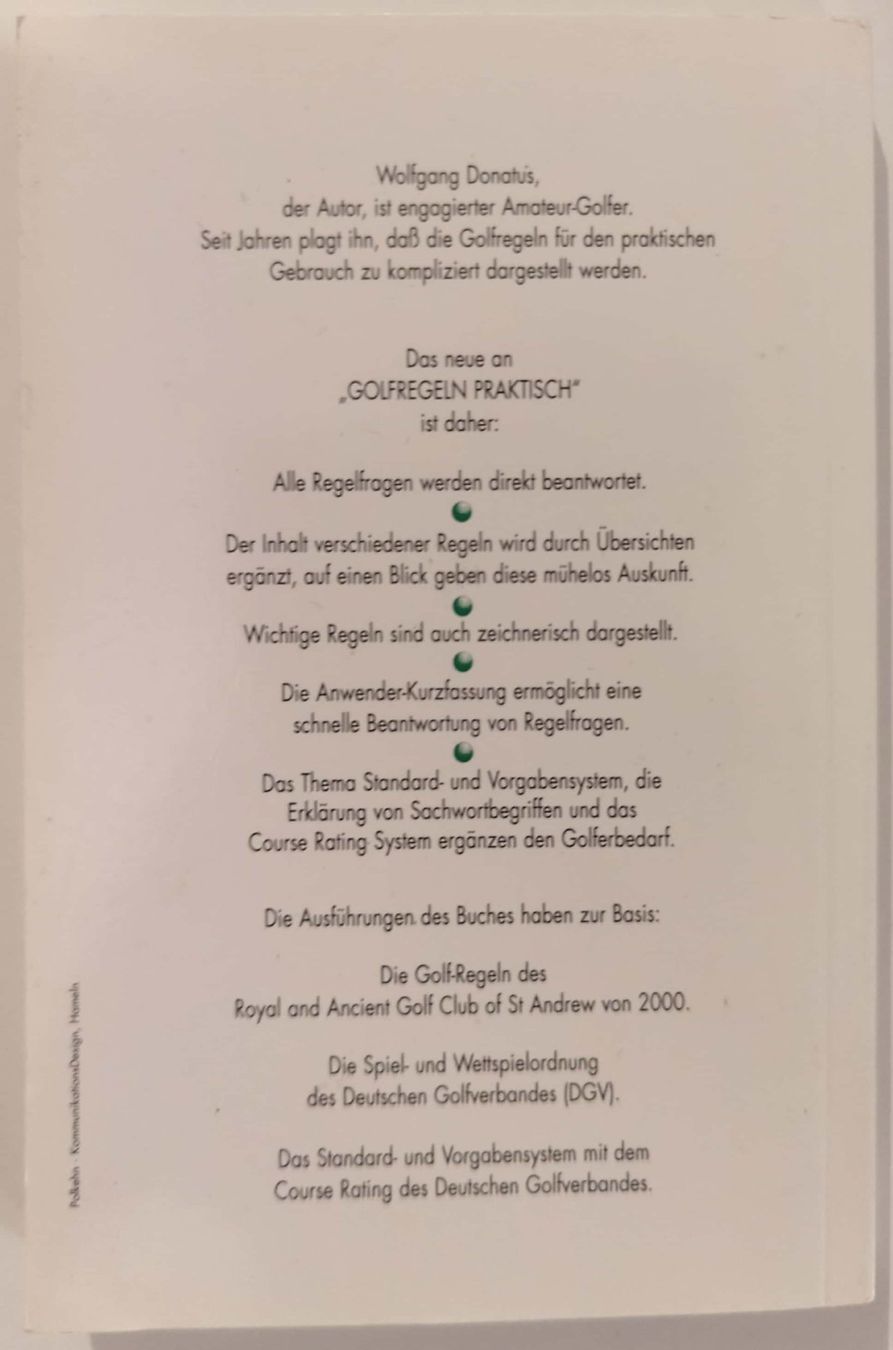 Bücher: Golf Regeln praktisch - Wolfgang Donatus – Gebraucht aus Uetikon am See von Tomarrani 1