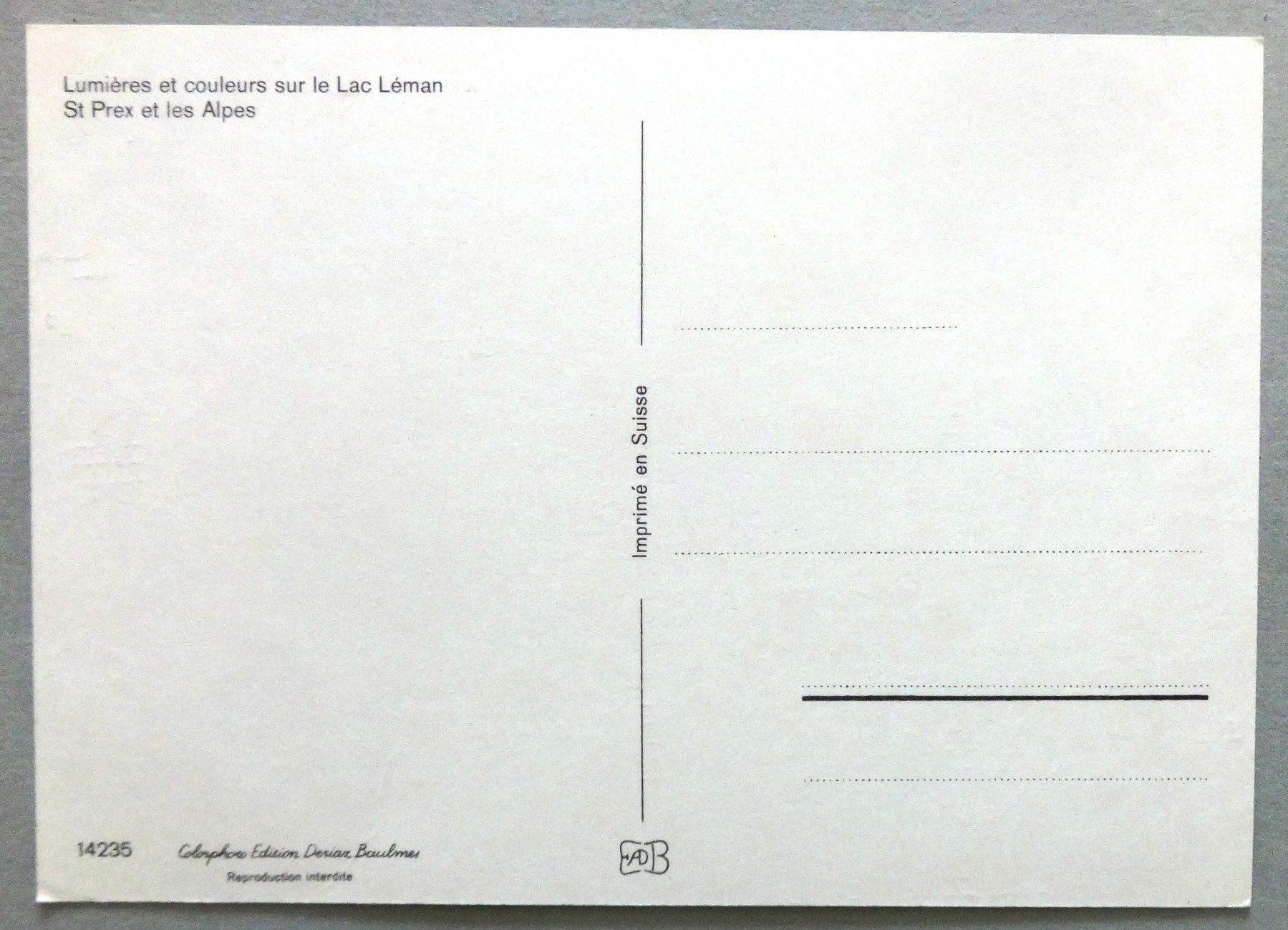 Cartes postales: St Prex et les Alpes – D'occasion à Fétigny par Billy2miny 1