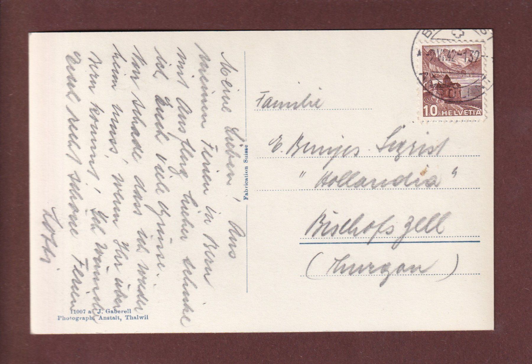 Ansichtskarten: BLAUSEE an der Lötschbergroute - 1942 – Gebraucht aus Pully von nicecards 1