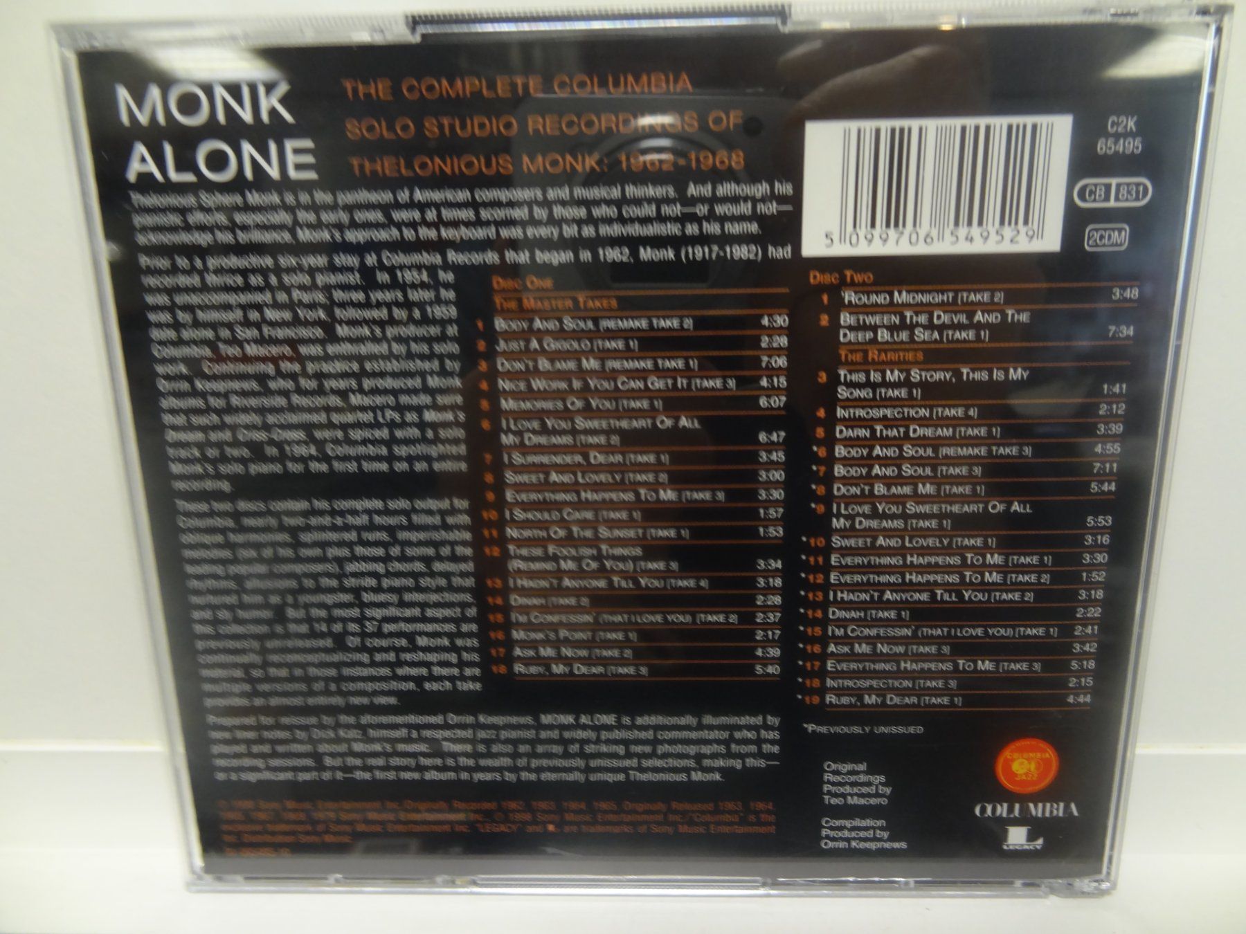 CDs: Thelonious Monk - Alone, Complete Columbia, 2 CD, Top! – Gebraucht aus luzern von musicandart 1