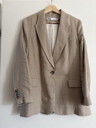 Veste Zara Lin Beige / Zara Leinenjacke in Beige - L
